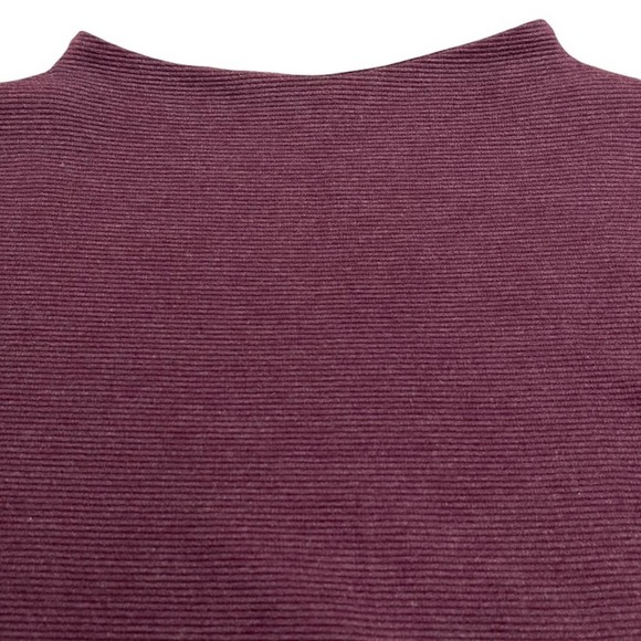 Lands End Women's Burgundy Boatneck Ribbed Knit Three Quarter‎ Sleeve Top - Picture 4 of 7